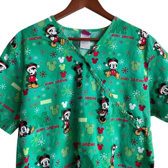 Micky Mouse Christmas Scrubs Disney Top L Medical Uniform Nurse Workwear Dental‎ - Picture 9 of 10